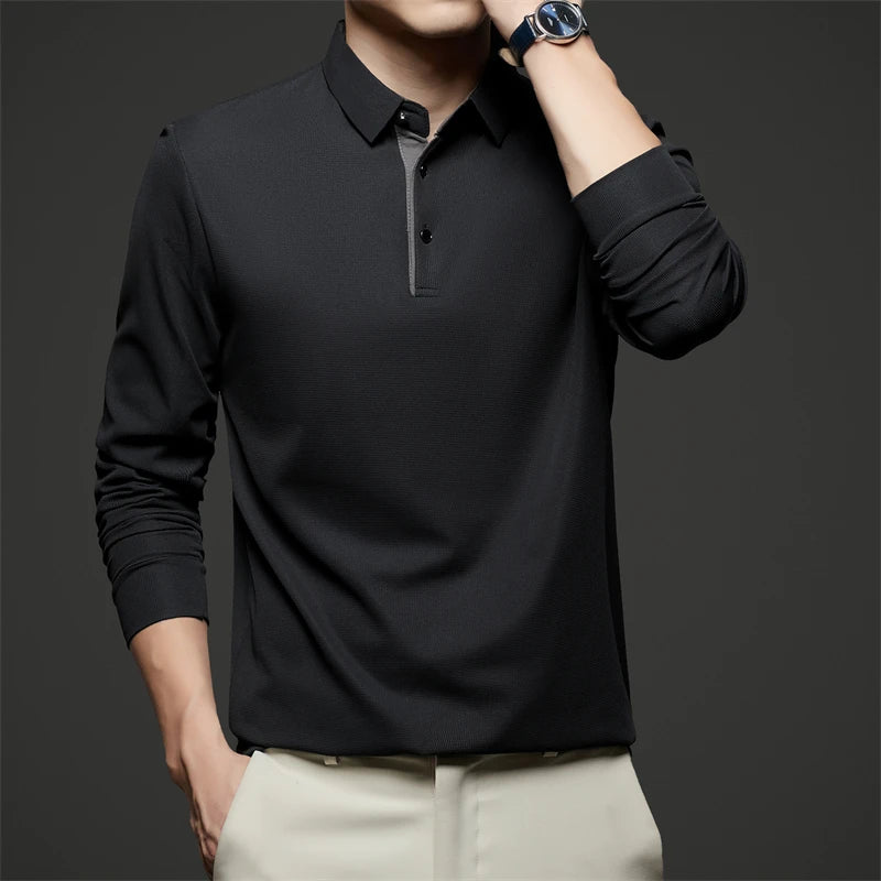 Men's Business Casual Long-Sleeved Polo