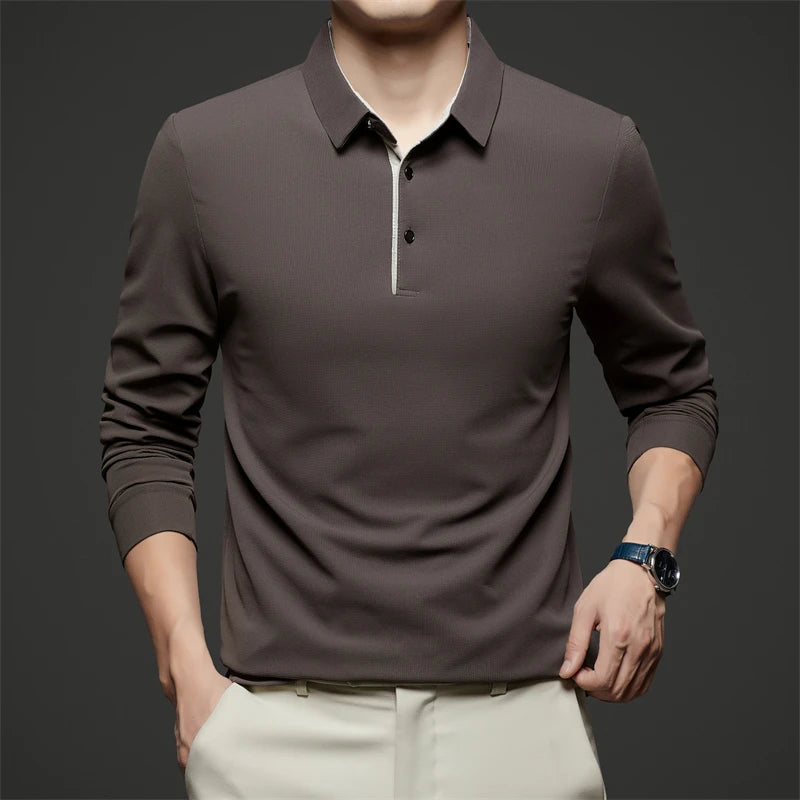 Men's Business Casual Long-Sleeved Polo