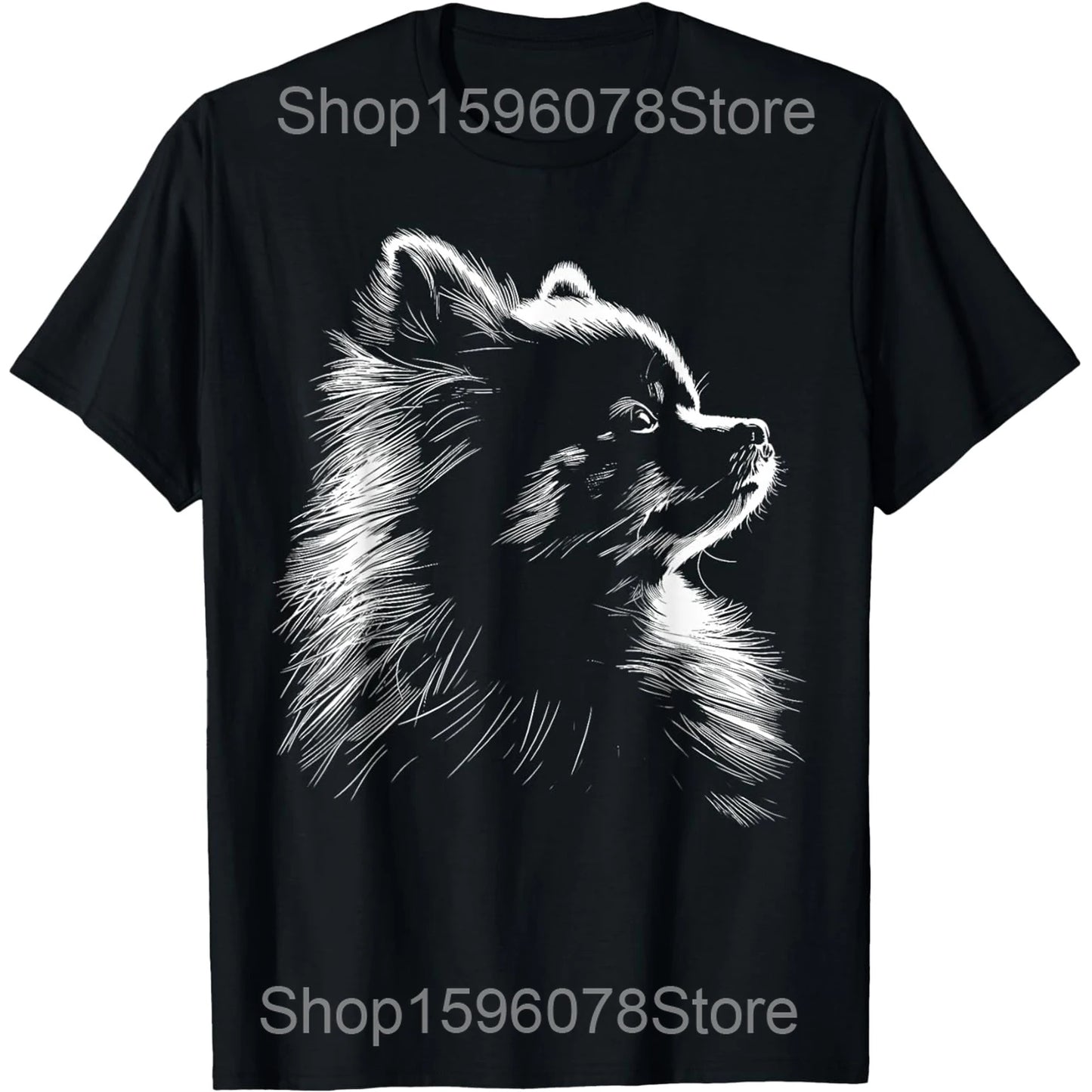 Black Pomeranian Dog Face Tee