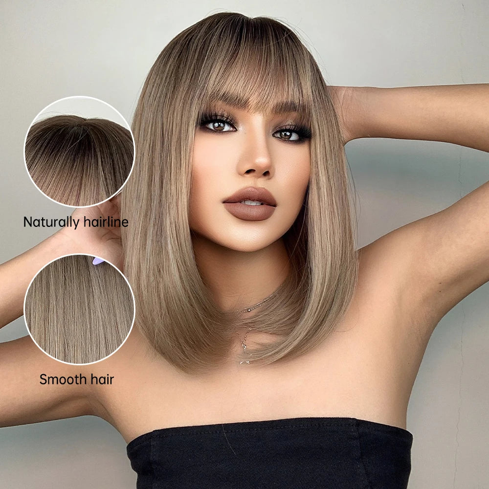 "Short Straight Natural" Bob Wig