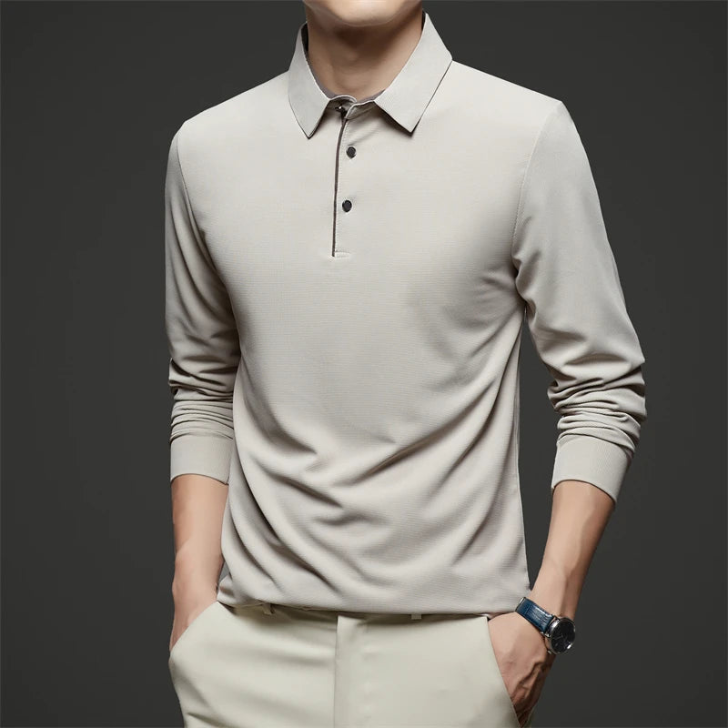 Men's Business Casual Long-Sleeved Polo