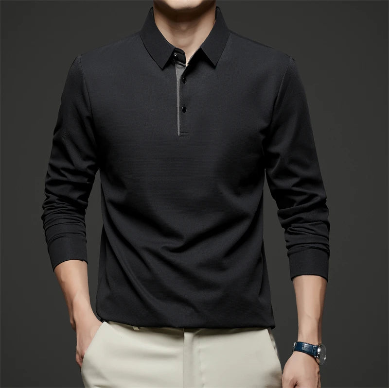Men's Business Casual Long-Sleeved Polo
