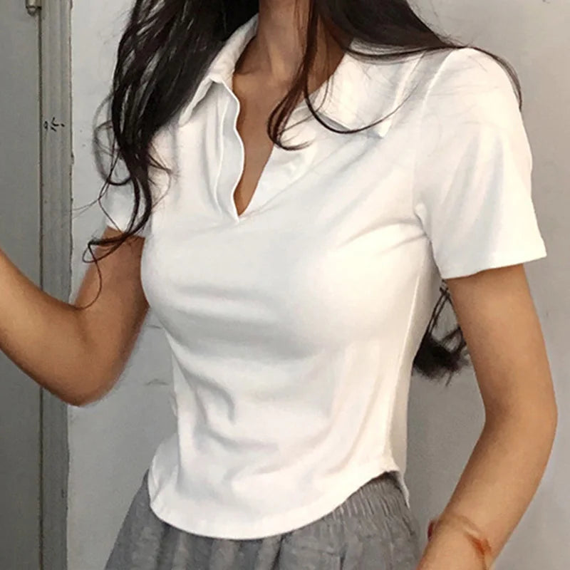 Women's Summer Short Sleeve Lapel Top