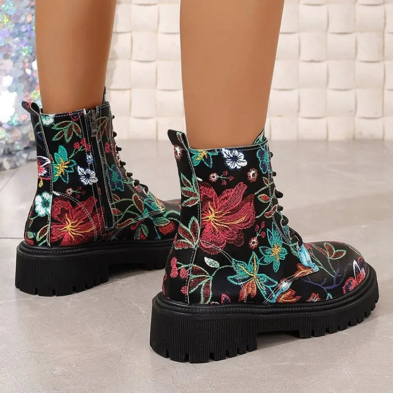 "Floral Print" Barrel Boots