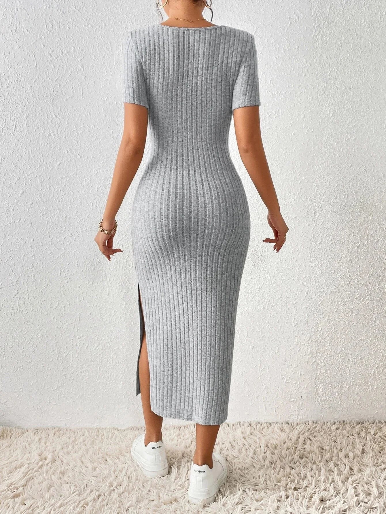 "Sabrina" Style Short Sleeve Knitted Dress