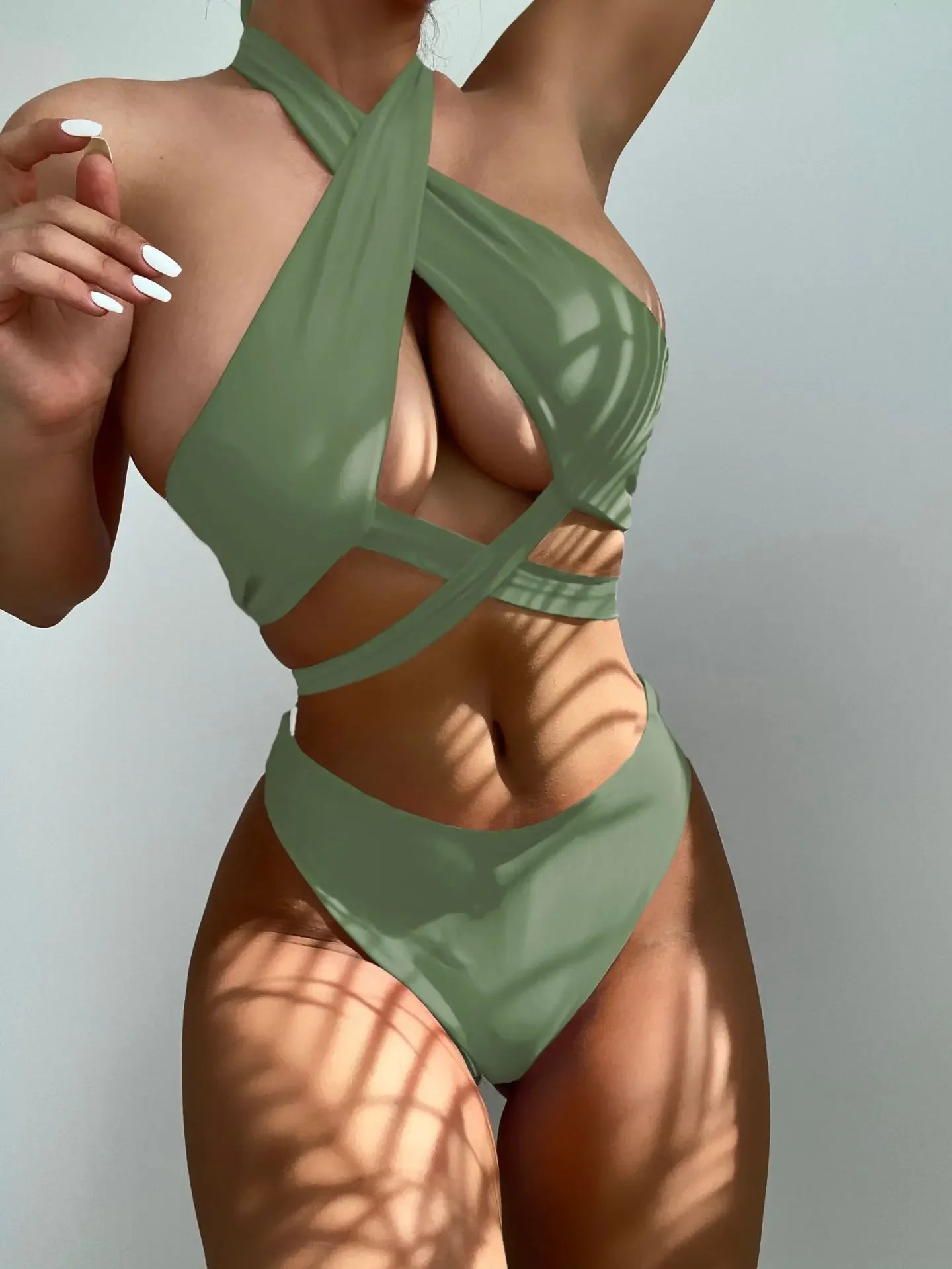 "Sexy Summer High Neck Cross" Bikini Set