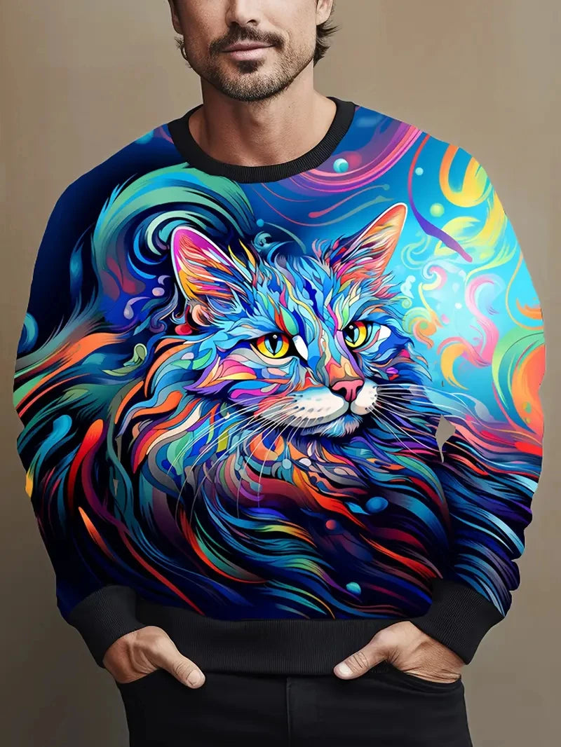 "3D Print" Cat Graphic Sweat