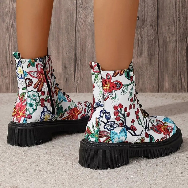 "Floral Print" Barrel Boots