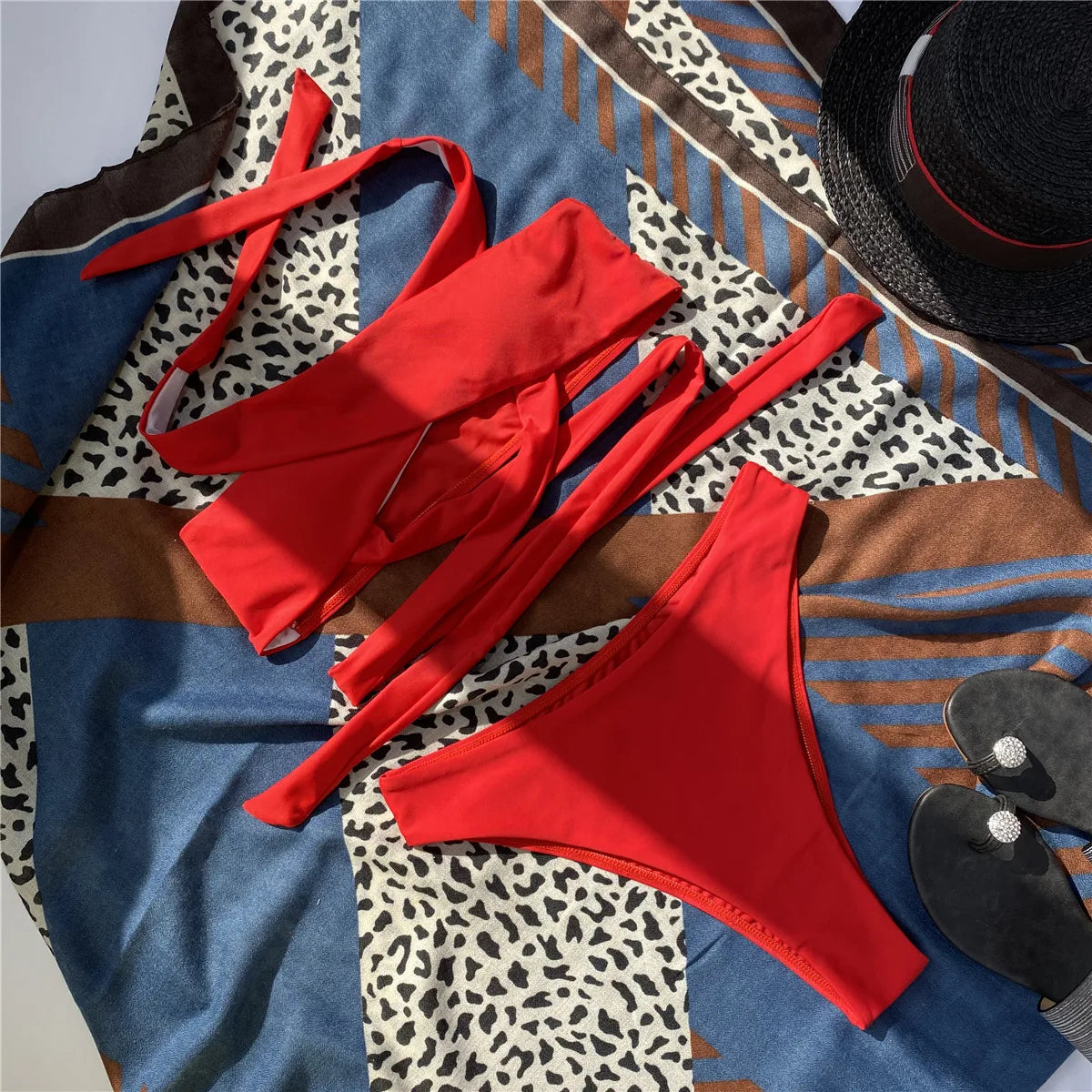 "Sexy Summer High Neck Cross" Bikini Set