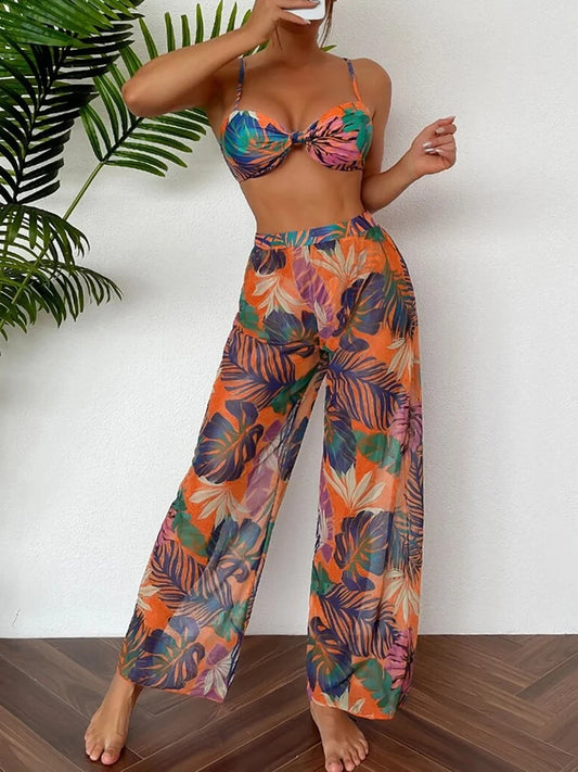 "2025 3-Piece Women's Bikini" W/ Long Pants Swimsuit