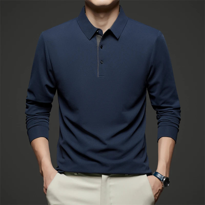 Men's Business Casual Long-Sleeved Polo