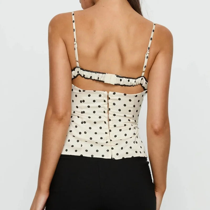 Women's Polka Dot Lace Cami-Top