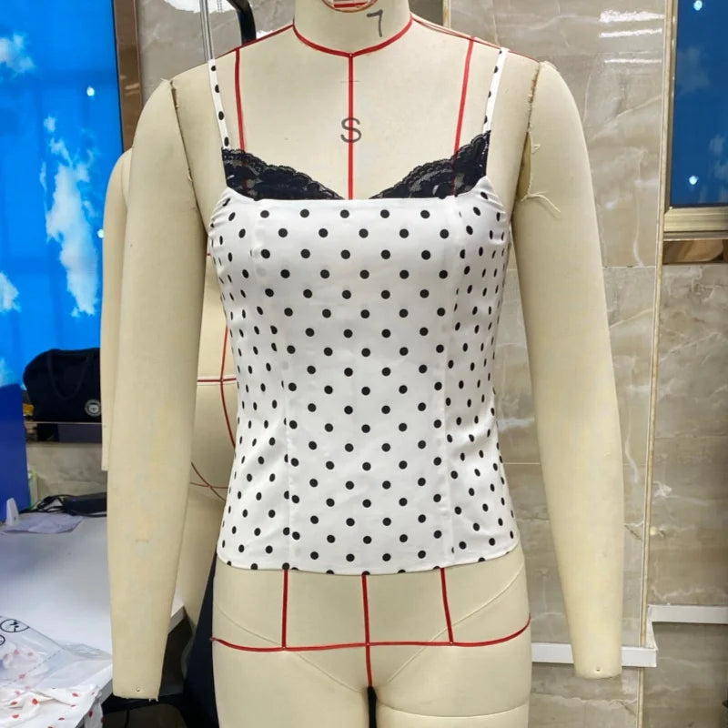 Women's Polka Dot Lace Cami-Top
