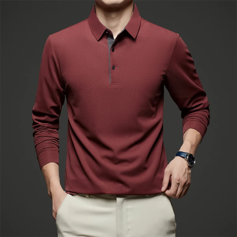 Men's Business Casual Long-Sleeved Polo