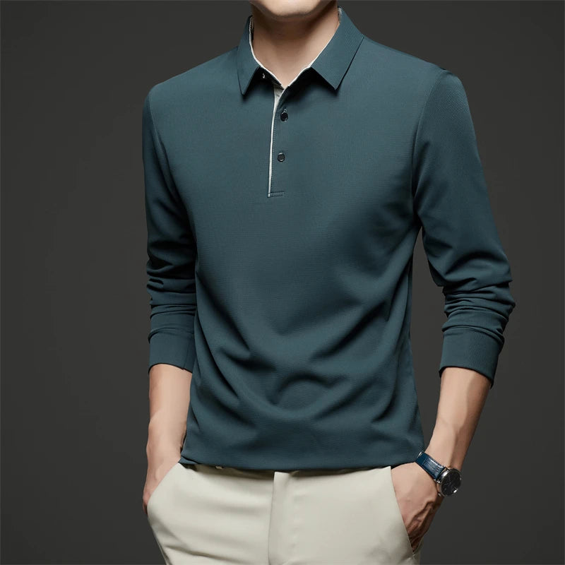 Men's Business Casual Long-Sleeved Polo