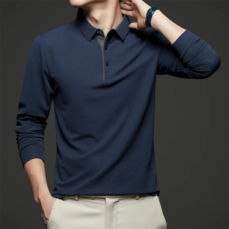 Men's Business Casual Long-Sleeved Polo