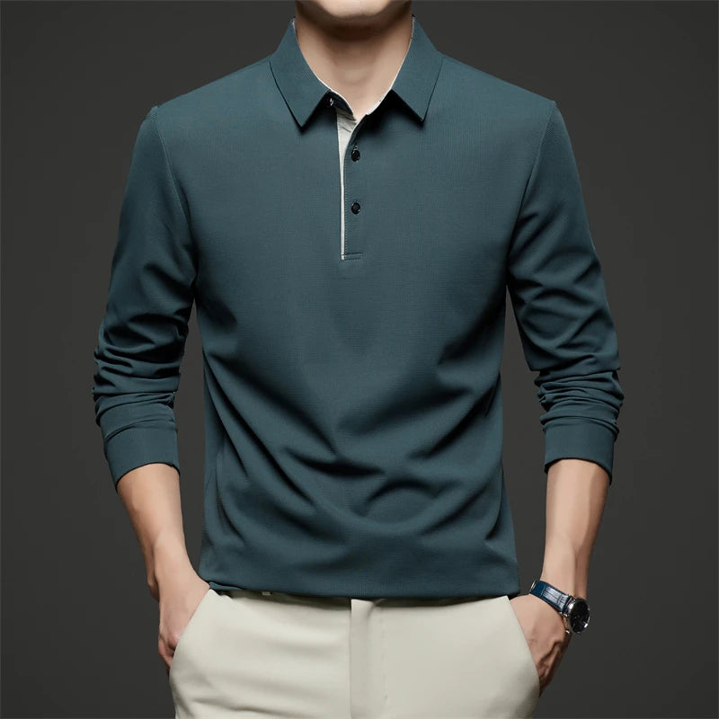 Men's Business Casual Long-Sleeved Polo