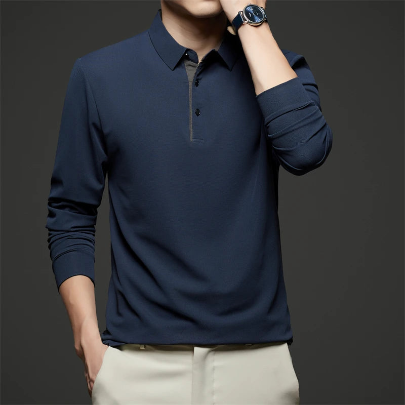 Men's Business Casual Long-Sleeved Polo