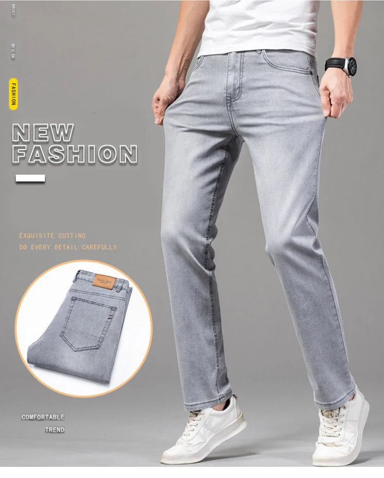 Men's Elastic Straight Leg Jeans