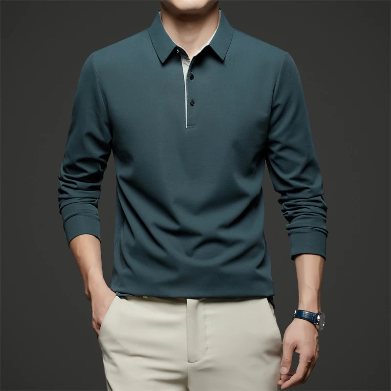 Men's Business Casual Long-Sleeved Polo