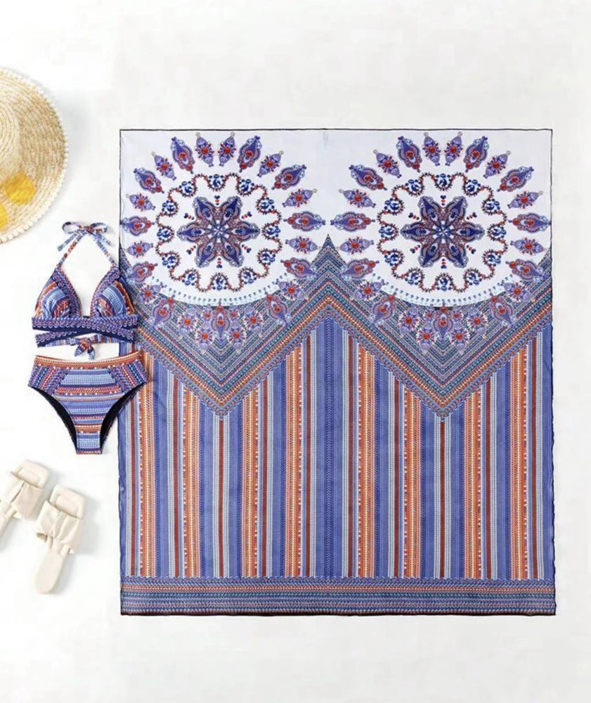 "3pc Retro Shawl" Swim Set